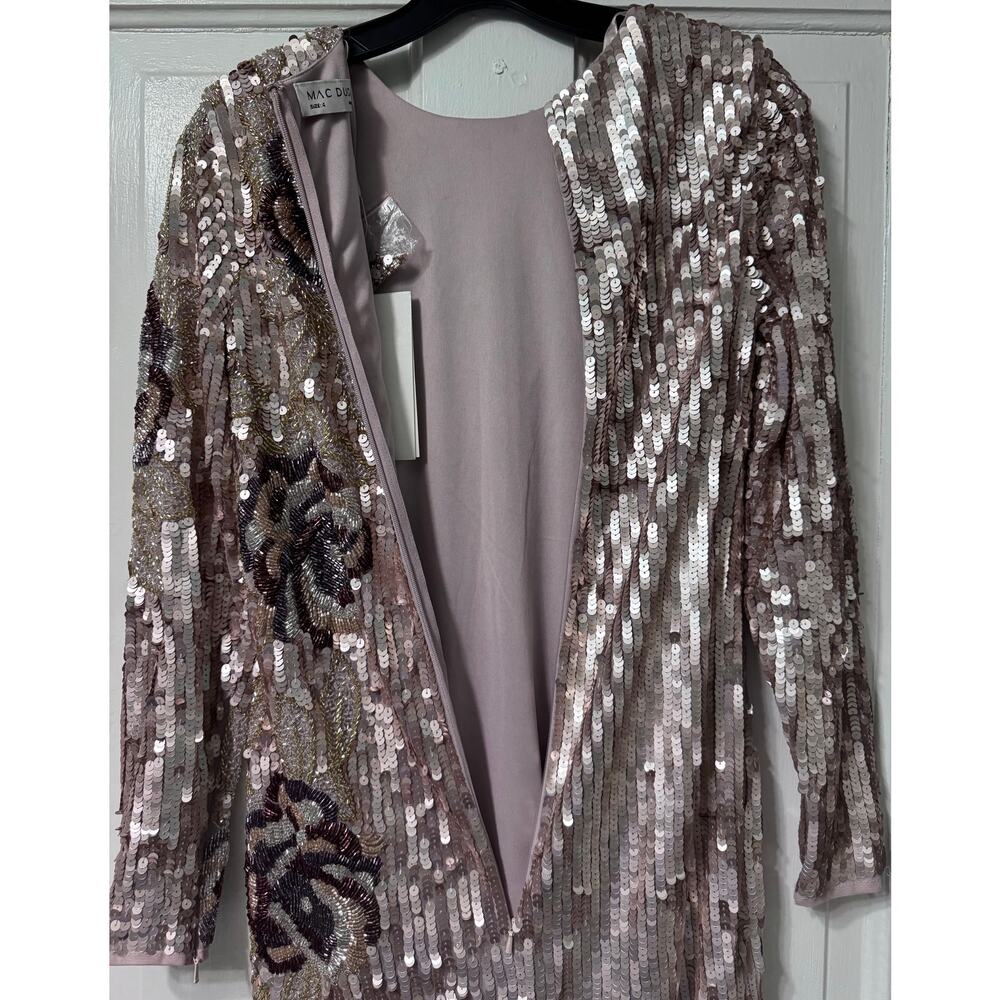 NWT Mac Duggal Floral Sequined Beaded Midi Dress Size 4 - Picture 16 of 16
